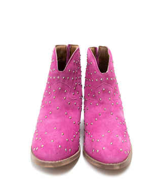 Twilight Studded Heeled Ankle Boot in Magenta - 1985 the VAULT Boutique