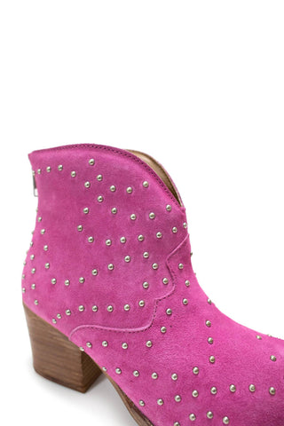 Twilight Studded Heeled Ankle Boot in Magenta - 1985 the VAULT Boutique