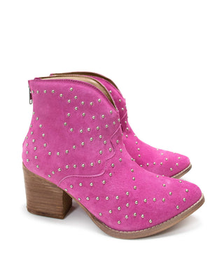 Twilight Studded Heeled Ankle Boot in Magenta - 1985 the VAULT Boutique