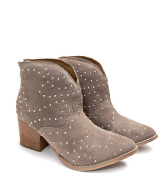 Twilight Studded Heeled Ankle Boot in Taupe - 1985 the VAULT Boutique