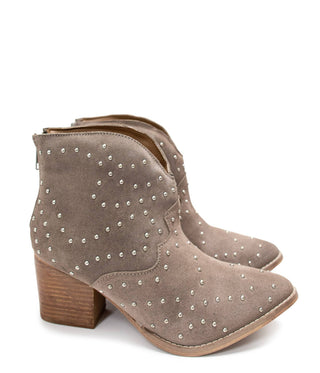 Twilight Studded Heeled Ankle Boot in Taupe - 1985 the VAULT Boutique