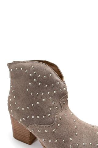 Twilight Studded Heeled Ankle Boot in Taupe - 1985 the VAULT Boutique