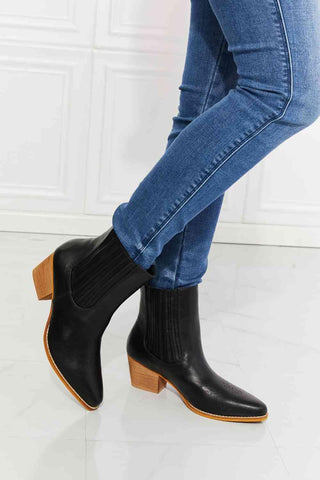 MMShoes Love the Journey Stacked Heel Chelsea Boot in Black - 1985 the VAULT Boutique