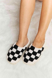 Melody Checkered Print Plush Slide Slippers - 1985 the VAULT Boutique