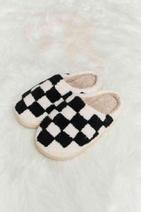 Melody Checkered Print Plush Slide Slippers - 1985 the VAULT Boutique