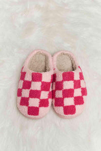 Melody Checkered Print Plush Slide Slippers - 1985 the VAULT Boutique