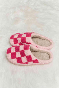 Melody Checkered Print Plush Slide Slippers - 1985 the VAULT Boutique