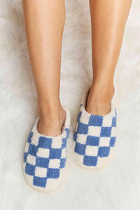 Melody Checkered Print Plush Slide Slippers - 1985 the VAULT Boutique