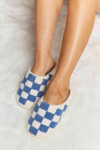 Melody Checkered Print Plush Slide Slippers - 1985 the VAULT Boutique