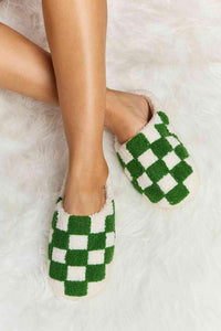 Melody Checkered Print Plush Slide Slippers - 1985 the VAULT Boutique