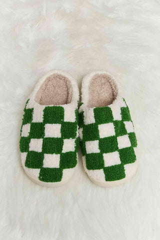 Melody Checkered Print Plush Slide Slippers - 1985 the VAULT Boutique