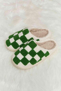 Melody Checkered Print Plush Slide Slippers - 1985 the VAULT Boutique