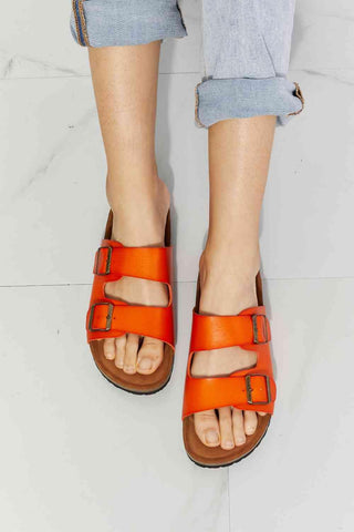 MMShoes Feeling Alive Double Banded Slide Sandals in Orange - 1985 the VAULT Boutique