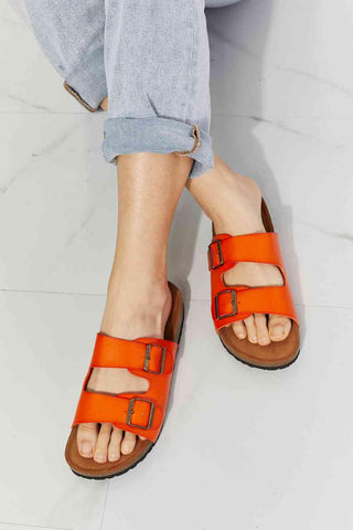 MMShoes Feeling Alive Double Banded Slide Sandals in Orange - 1985 the VAULT Boutique