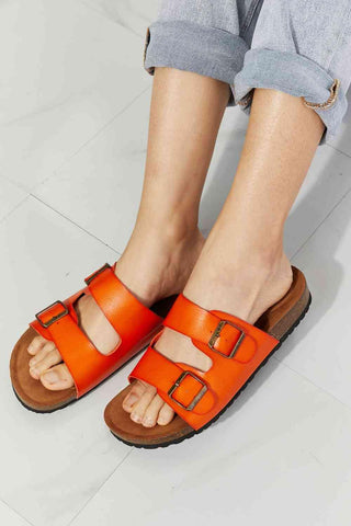 MMShoes Feeling Alive Double Banded Slide Sandals in Orange - 1985 the VAULT Boutique