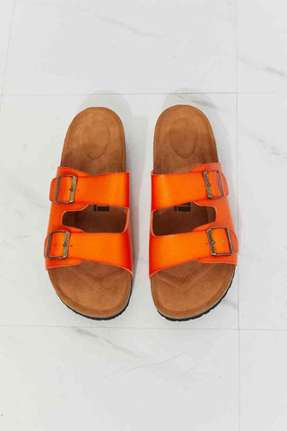 MMShoes Feeling Alive Double Banded Slide Sandals in Orange - 1985 the VAULT Boutique