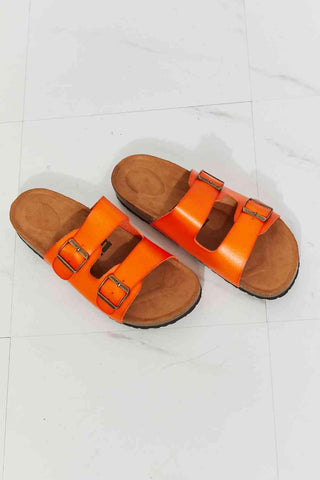 MMShoes Feeling Alive Double Banded Slide Sandals in Orange - 1985 the VAULT Boutique