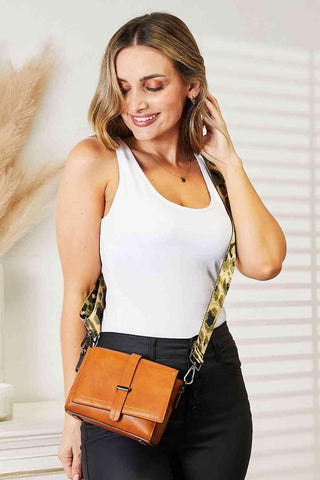 SHOMICO Brown PU Leather Wide Strap Crossbody Bag - 1985 the VAULT Boutique