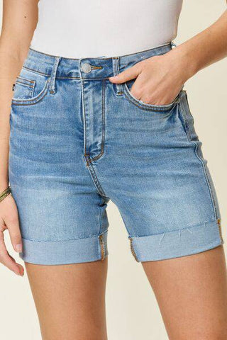 Judy Blue Full Size Tummy Control High Waist Denim Shorts - 1985 the VAULT Boutique