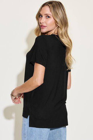 Basic Bae Full Size V-Neck High-Low T-Shirt - 1985 the VAULT Boutique