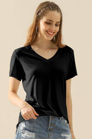 Ninexis Full Size V-Neck Short Sleeve T-Shirt - 1985 the VAULT Boutique