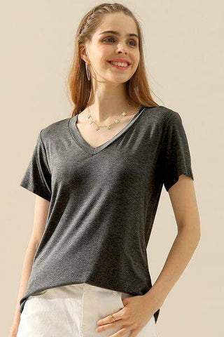 Ninexis Full Size V-Neck Short Sleeve T-Shirt - 1985 the VAULT Boutique