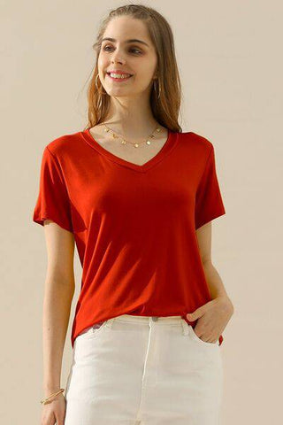 Ninexis Full Size V-Neck Short Sleeve T-Shirt - 1985 the VAULT Boutique