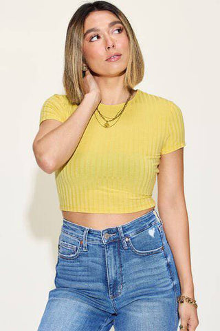 Basic Bae Full Size Ribbed Round Neck Short Sleeve T-Shirt - 1985 the VAULT Boutique