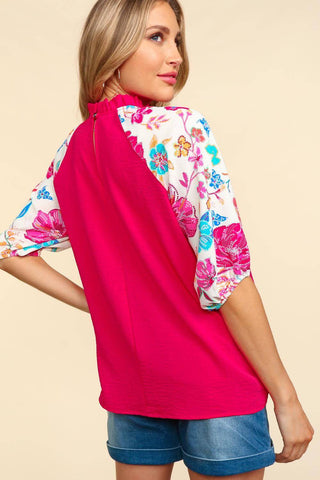 Haptics Frill Mock Neck Half Sleeve Blouse - 1985 the VAULT Boutique