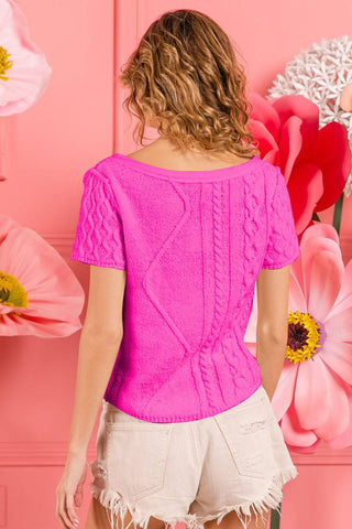 BiBi Cable Knit Short Sleeve Sweater - 1985 the VAULT Boutique