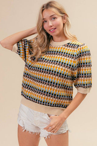 BiBi Multi Color Half Sleeve Sweater - 1985 the VAULT Boutique