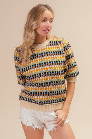 BiBi Multi Color Half Sleeve Sweater - 1985 the VAULT Boutique