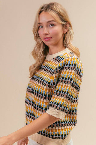 BiBi Multi Color Half Sleeve Sweater - 1985 the VAULT Boutique