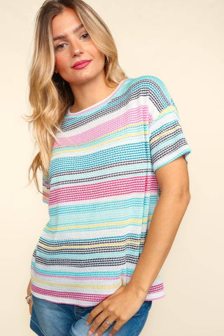 Haptics Waffle Stripe Short Sleeve T-Shirt - 1985 the VAULT Boutique