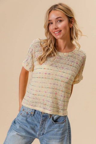 BiBi Striped Popcorn Knit Top - 1985 the VAULT Boutique