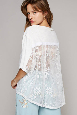 POL Round Neck Short Sleeve Lace Top - 1985 the VAULT Boutique