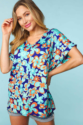 Haptics Floral Drop Shoulder Short Sleeve T-Shirt - 1985 the VAULT Boutique