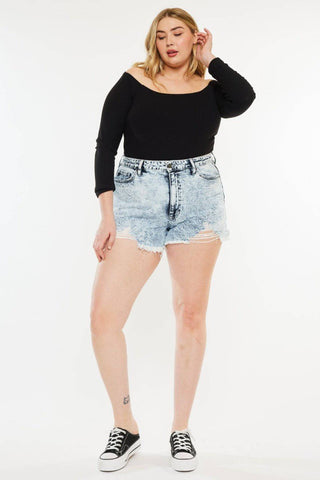 Kancan Full Size Distressed High Waist Denim Shorts - 1985 the VAULT Boutique