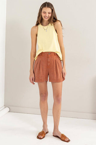 HYFVE High Waist Pleated Linen Shorts - 1985 the VAULT Boutique