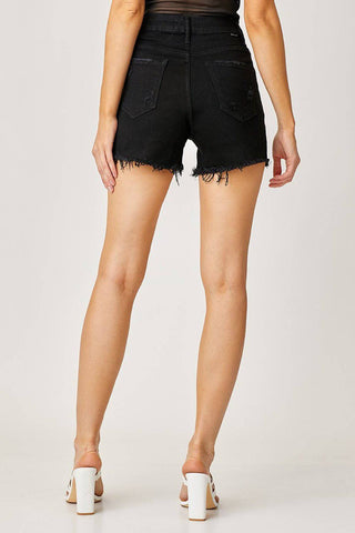 RISEN Frayed Hem Denim Shorts with Fringe Detail Pockets - 1985 the VAULT Boutique