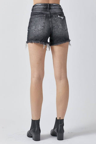 RISEN Full Size High Rise Distressed Denim Shorts - 1985 the VAULT Boutique