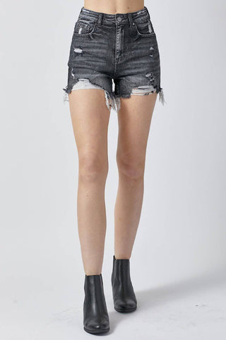 RISEN Full Size High Rise Distressed Denim Shorts - 1985 the VAULT Boutique