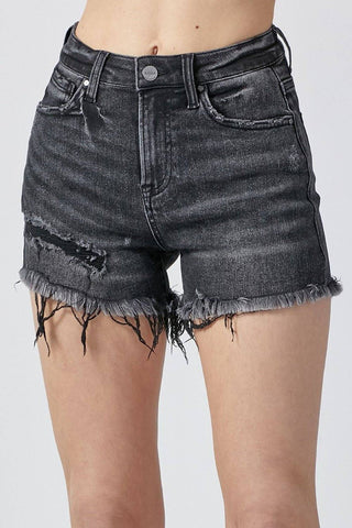 RISEN Raw Hem Denim Shorts with Pockets - 1985 the VAULT Boutique