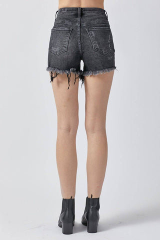 RISEN Raw Hem Denim Shorts with Pockets - 1985 the VAULT Boutique