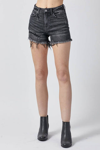 RISEN Raw Hem Denim Shorts with Pockets - 1985 the VAULT Boutique