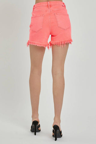 RISEN Raw Hem Asymmetrical Waist Denim Shorts - 1985 the VAULT Boutique