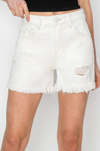 RISEN High Waist Ripped Denim Shorts - 1985 the VAULT Boutique