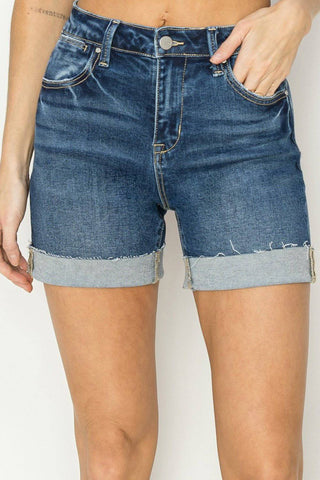 RISEN High Rise Cuffed Denim Shorts - 1985 the VAULT Boutique