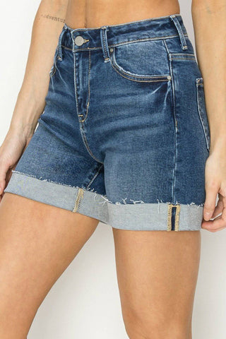 RISEN High Rise Cuffed Denim Shorts - 1985 the VAULT Boutique