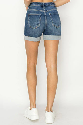 RISEN High Rise Cuffed Denim Shorts - 1985 the VAULT Boutique